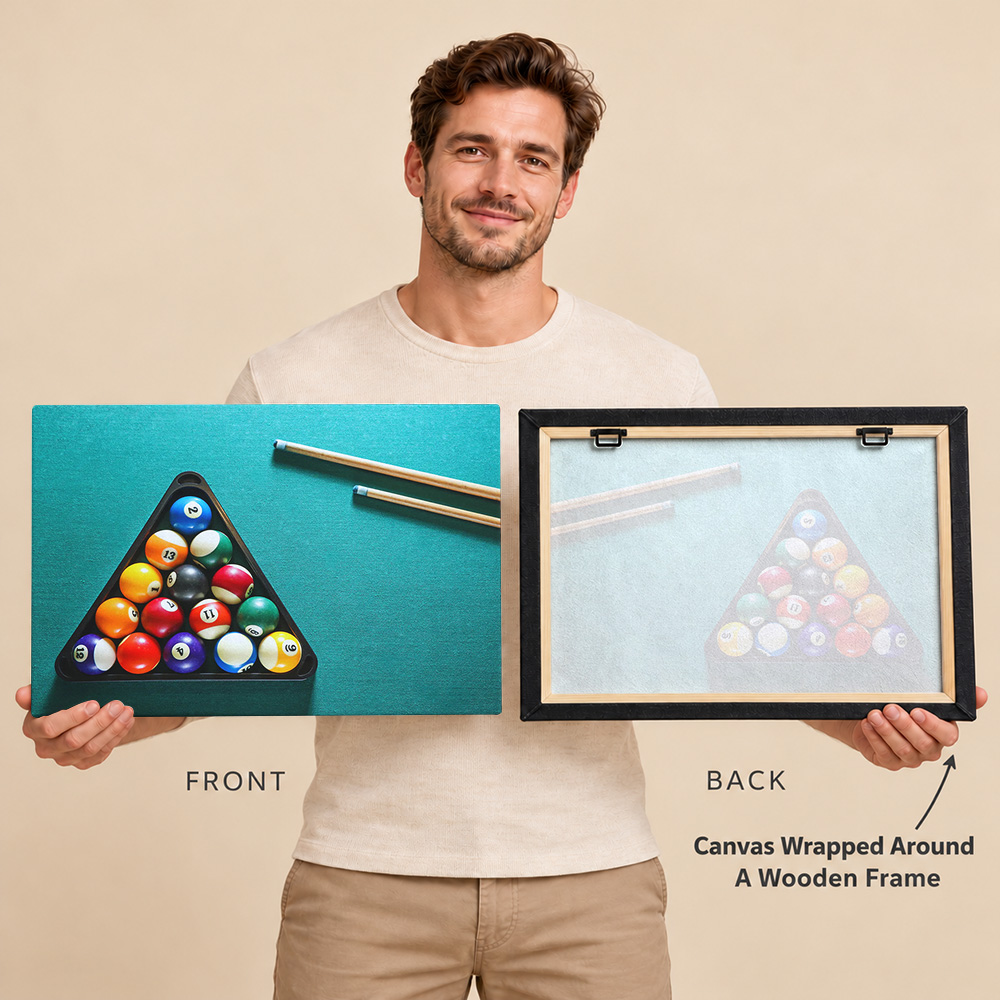 Bolas de bilhar, tacos, quadro - Sports Equipment Poster avaliação e preço
